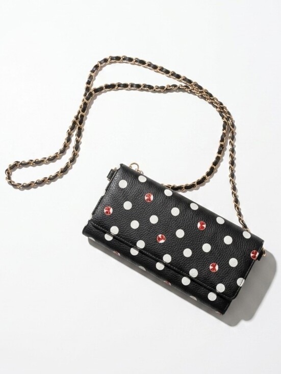 Disney Handbags - Disney Minnie Mouse Black Polka Dot Crossbody Wallet